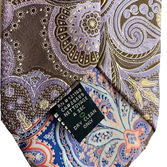 Ted Baker London Men's 100% Silk Necktie USA Designer Paisley Purple EUC - Picture 9 of 12